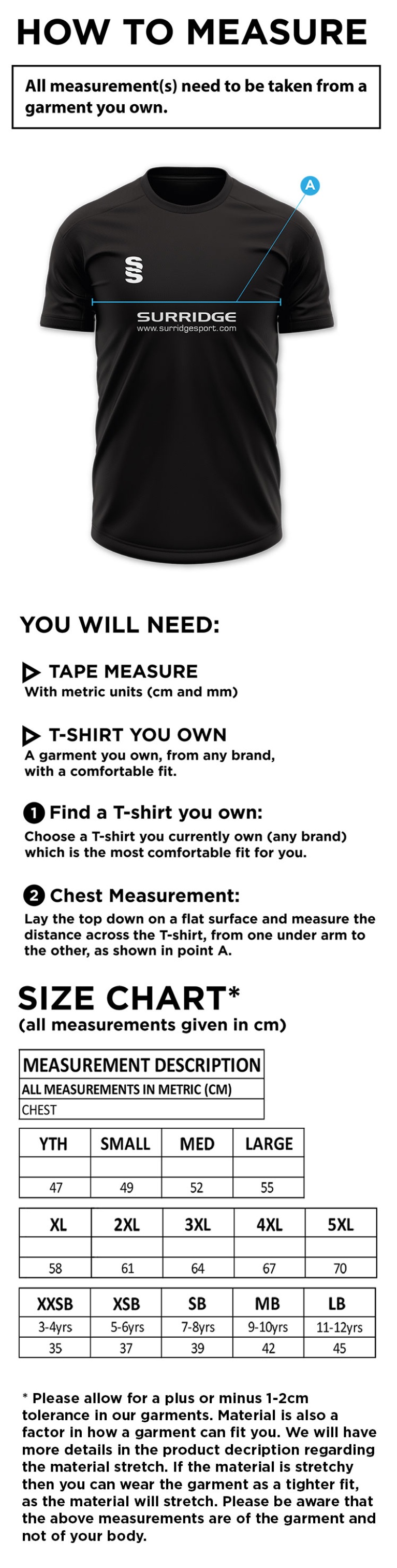 Pelicans Hockey Blade T-shirt - Size Guide