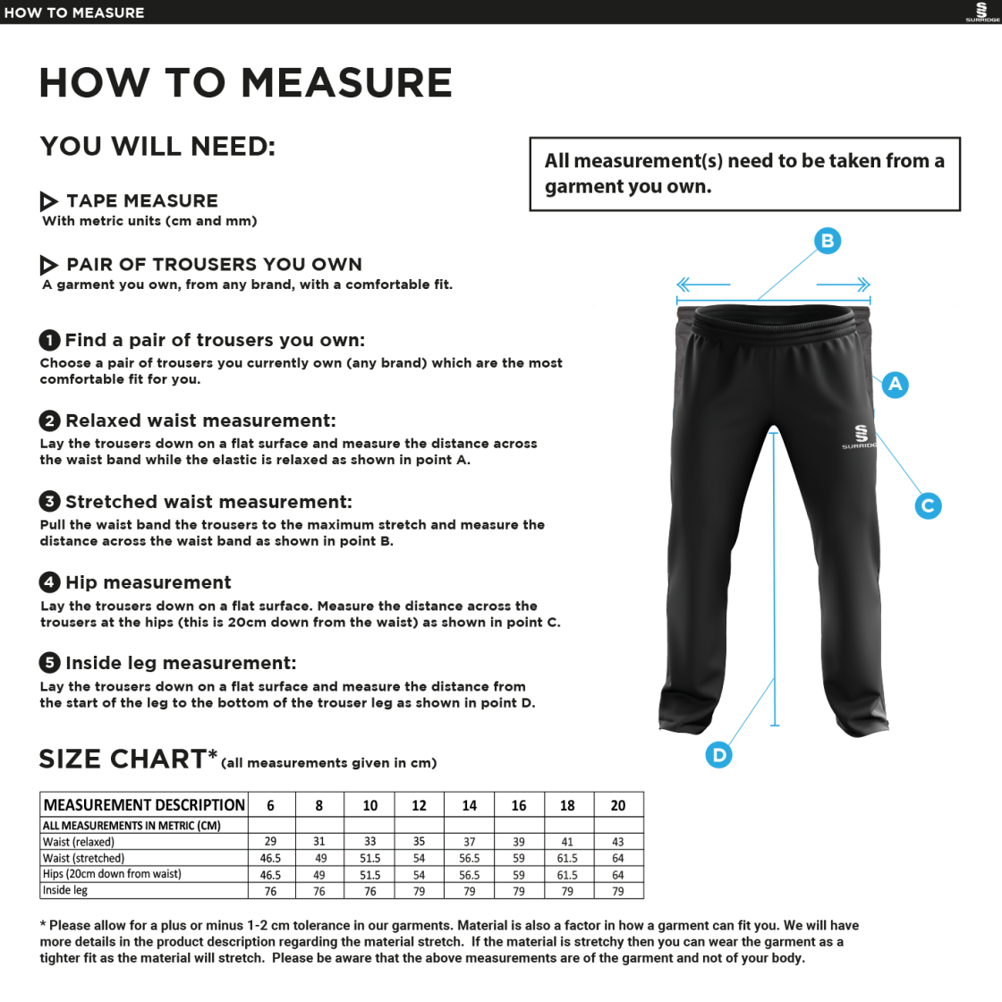 PELICANS HOCKEY Women's Ripstop Track PanTS - Size Guide