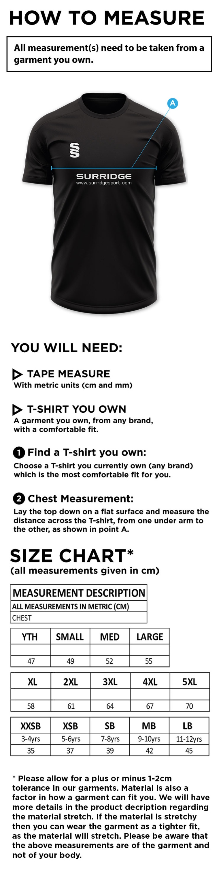 Pelicans Hockey Blade T-shirt - Size Guide